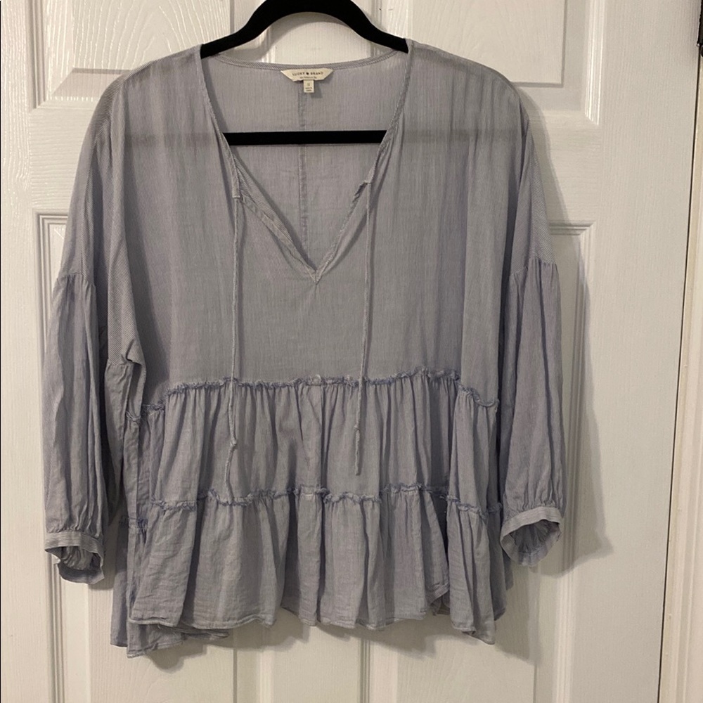 Lucky Brand Light Blue Peasant Blouse
